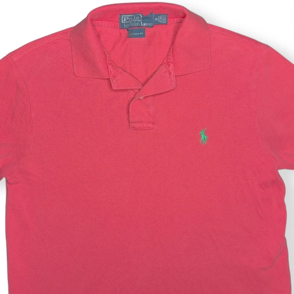 Polo‎ Ralph Lauren Men's Small Pink Custom Fit Polo Shirt Green Pony 100% Cotton